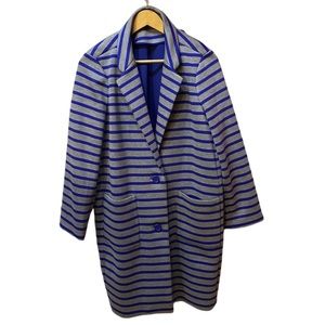 NWOT Kate Spade Oversize Scuba Stripe Coat Blue/Grey - Size XL